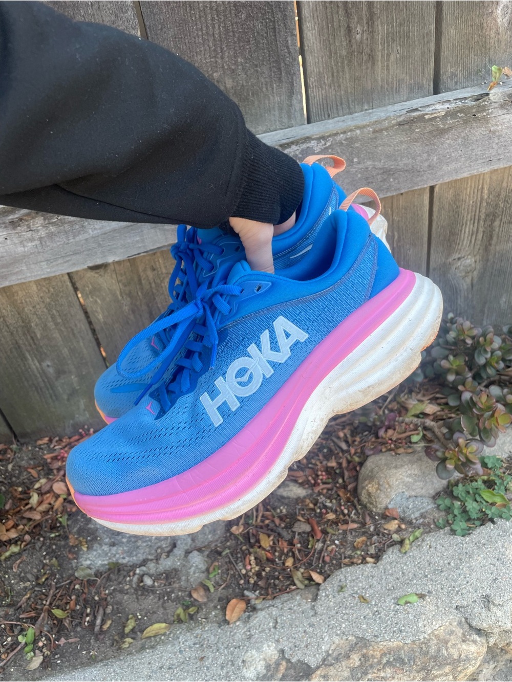 Hoka Bondi 8 Women's Blue & Pink Running Sneakers